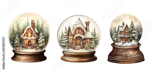 Winter snow globe. PNG. Ai generated illustration