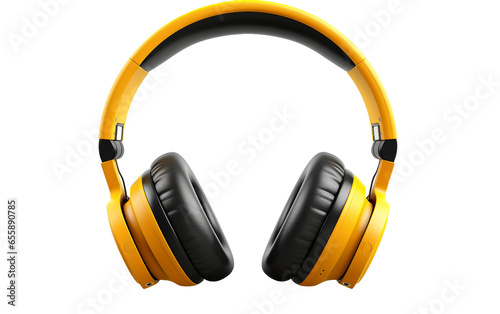 High Quality Black and Yellow Headphones Isolated on a Transparent Background PNG. Generative AI