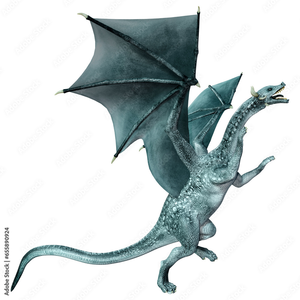 Fototapeta premium 3D Rendering Fairy Tale Dragon on White