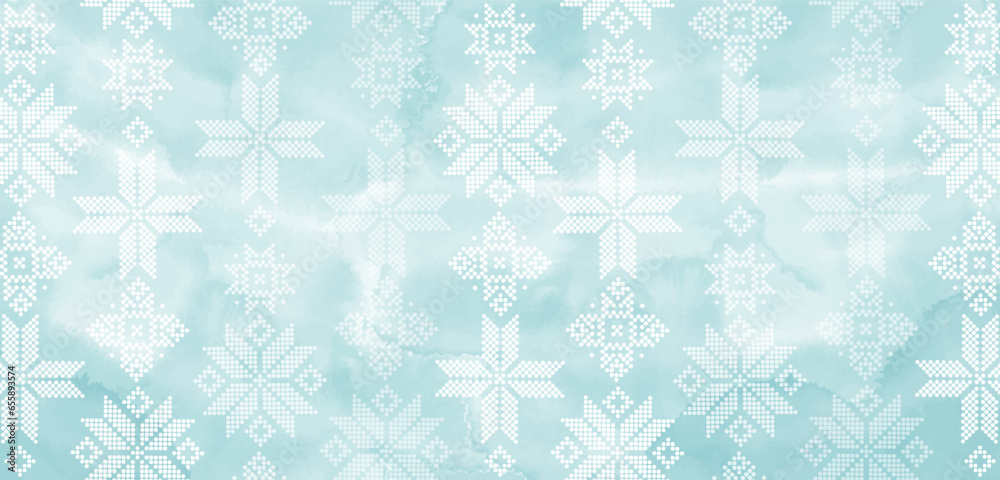 Pre-made luxury design with Christmas polka dots geometric ornament on a blue watercolor background. Vector layout decorative greeting card or invitation design background. Pre-made luxury design with Christmas polka dots geometric ornament on a blue watercolor background. Vector layout decorative greeting card or invitation design background.