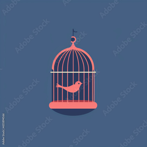 bird in cage 2d icon © DenisIgnatenco