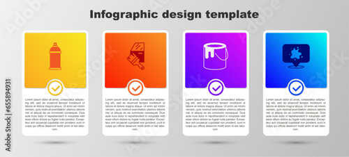 Set Paint spray can, Car painting, bucket and . Business infographic template. Vector