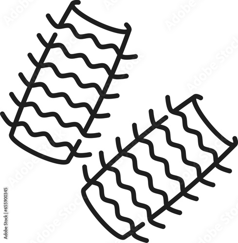 Radiatori small, squat pasta shapes outline icon. Vector italian cuisine food, ingredient of rotelle or fusilli, casseroles, chinese fastfood pasta thin line