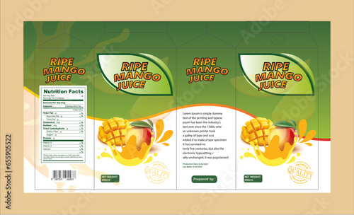 Ripe Mango Juice label design print ready