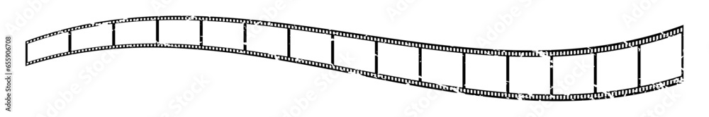Vintage grunge 35mm film strip in 3d vector design with 15 frames on white background. Black film reel symbol illustration to use in photography, television, cinema, travel, photo frame. 