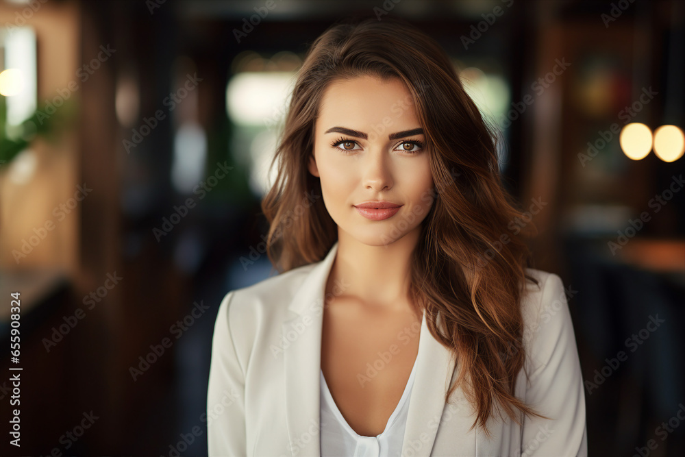 Generative AI picture portrait of amazing gorgeous office worker young woman Generative AI picture portrait of amazing gorgeous office worker young woman