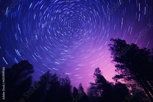 a purple and blue star trail image Generative AI