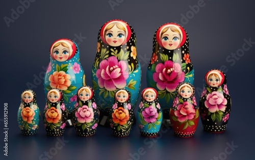 Russian nesting dolls national wooden toys © cherezoff