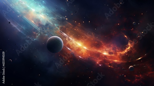 Abstract planets and space: a colorful and creative background for sci-fi and fantasy designs