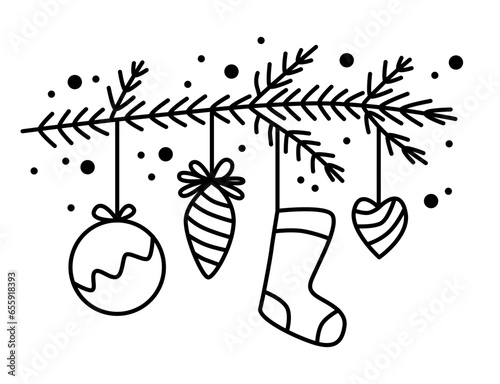 Tannenzweig mit Weihnachtsdeko