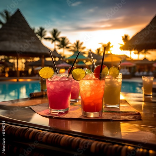 Tropical Bliss  Enjoying Cocktails at a Beachfront Bar