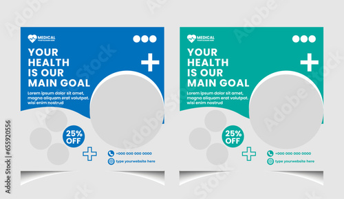 Healthcare or medical social media post template design.