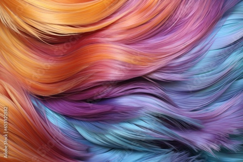 close up texture multicolored feathers background, ai tools generated image