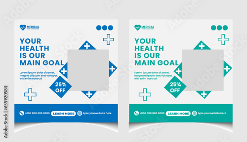 Healthcare or medical social media post template design.