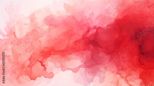 Watercolor painting of abstract red background with splashes and strokes photo