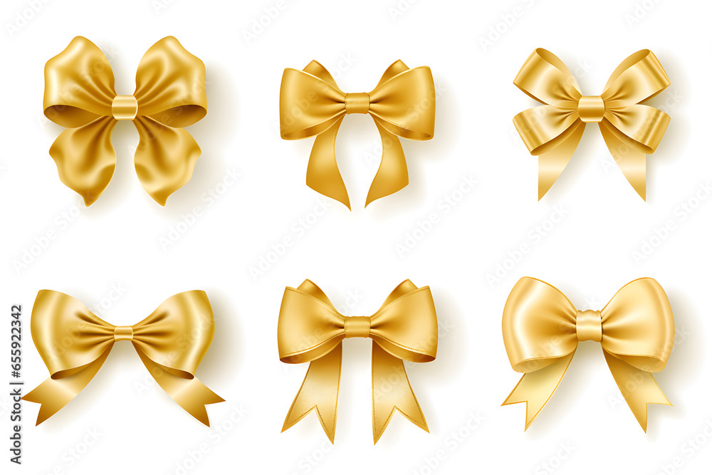 Ribbon Set in Golden Color on White Background Vector Graphic Ribbon Set in Golden Color on White Background Vector Graphic