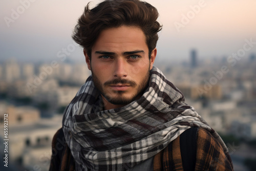 Generative AI technology picture of young arab man experienced worker modern life