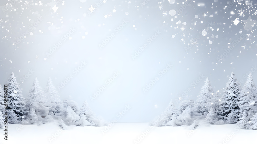 Christmas snowy landscape background with copy generative AI