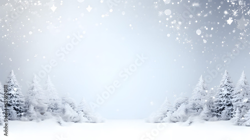 Christmas snowy landscape background with copy generative AI © Owshen