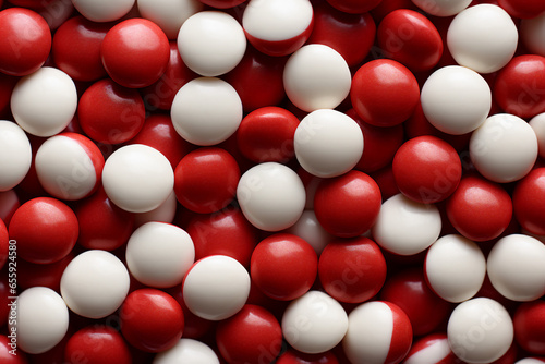 AI generated picture of delicious red and white candies christmas time