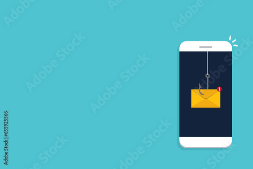 Phishing bait alert concept on a smartphone screen 