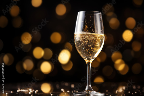 A Glass of champagne isolated on blur light effect