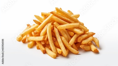 thin cut crispy fries iscolated on a white background.Generative AI