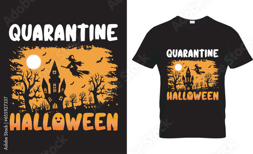  Halloween typrography vector t-shirt design. quarantine halloween