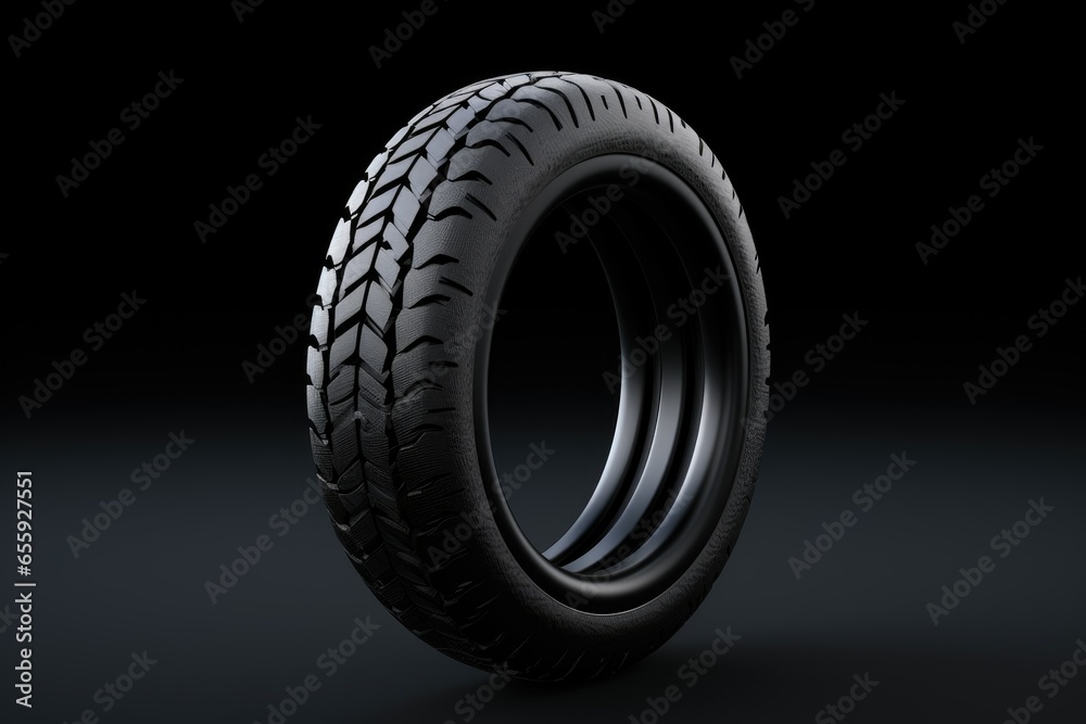 Obraz premium Car tire on black background