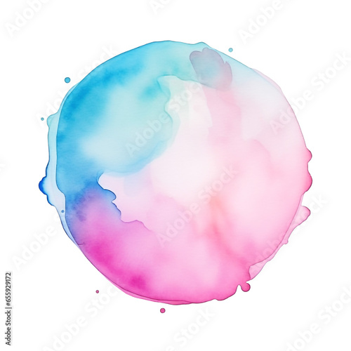 Colorful rainbow pastel watercolor drop on paper texture, ink paint splash stain isolated transparent design element, color powder splatters spot AI generated