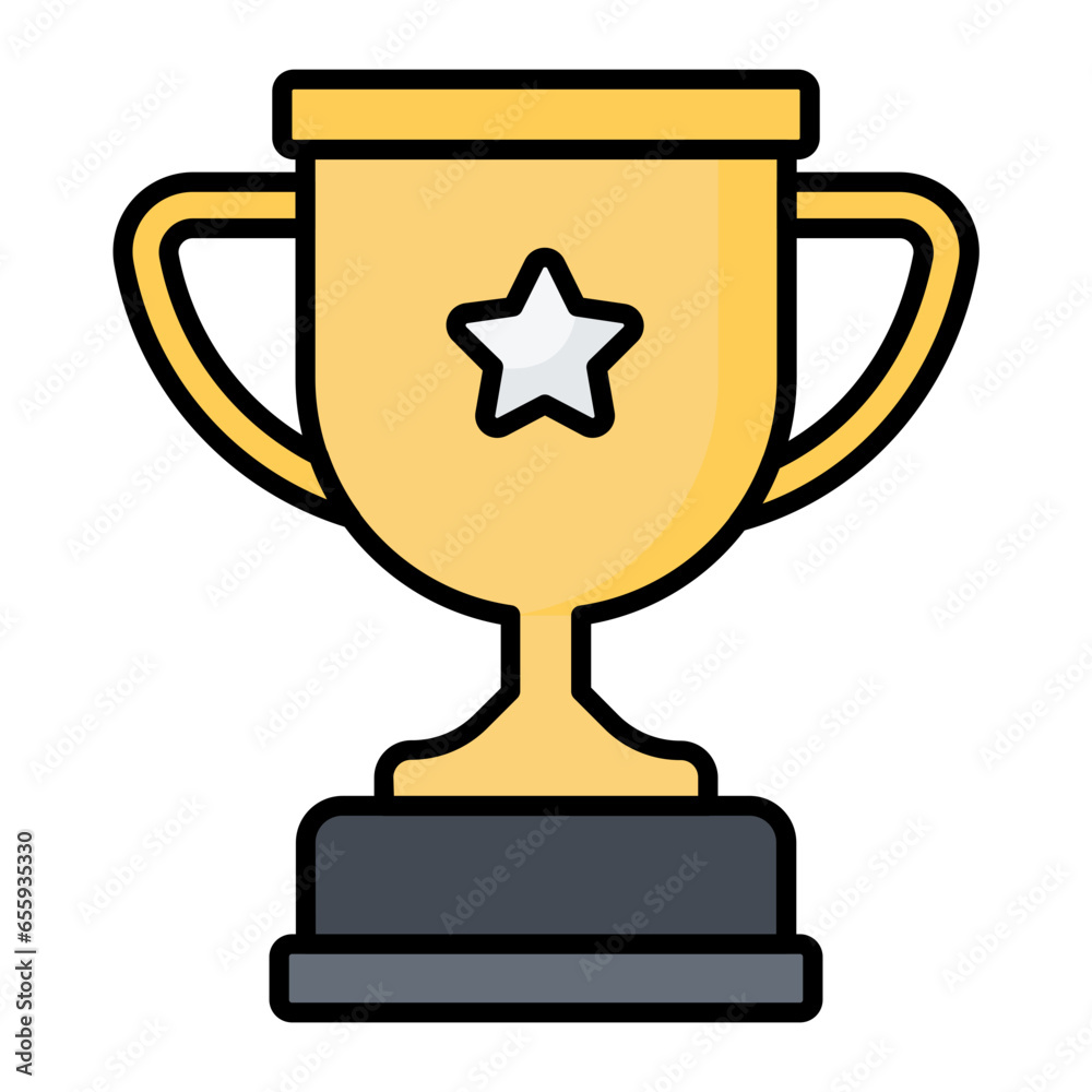 Winner Trophy Colored Line Icon Winner Trophy Colored Line Icon