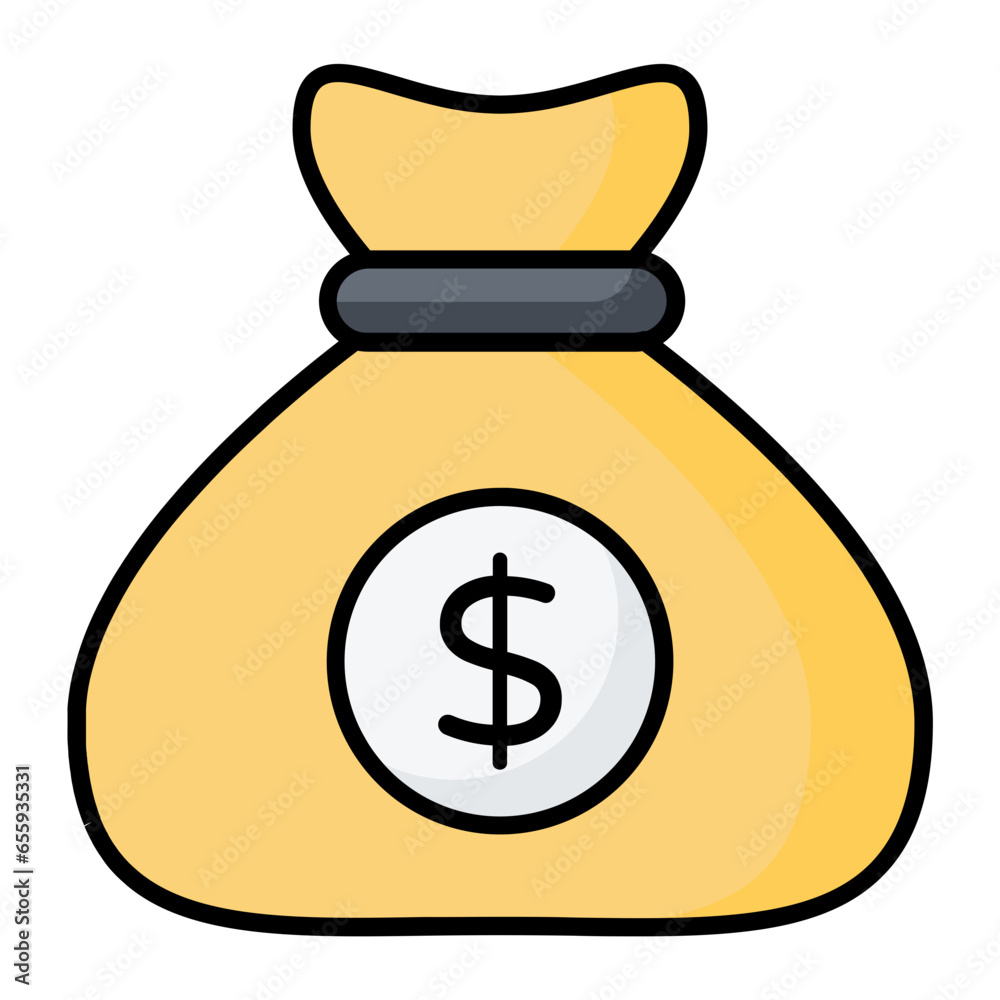 Money Bag Colored Line Icon Money Bag Colored Line Icon