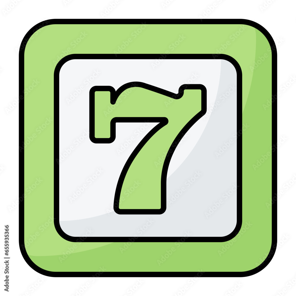 Lucky No 7 Colored Line Icon