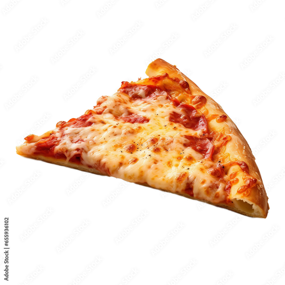 A triangular portion of pizza on a light, transparent background. PNG file. Generative AI A triangular portion of pizza on a light, transparent background. PNG file. Generative AI