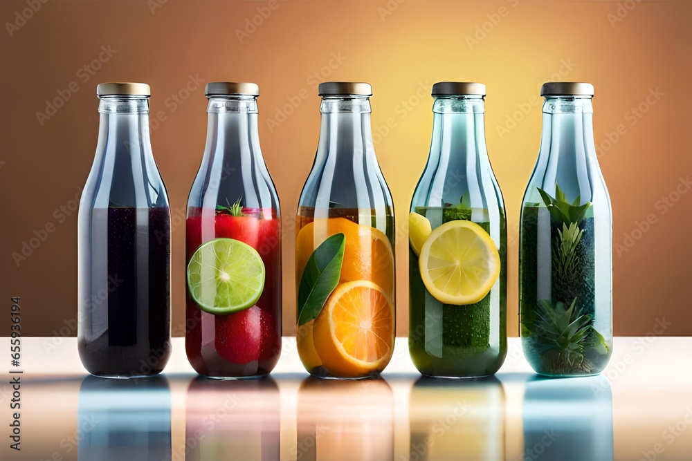 Juice in the glass bottle