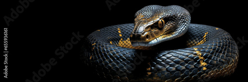 Snake is isolated on black background