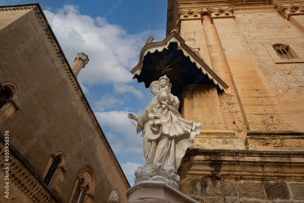 Statue of Madonna and Jesus outside the Church of the Annunciation of our Lady in Mdina, Malta