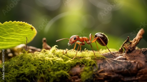 Leaf-cutter ant close-up in the forest © Antiga