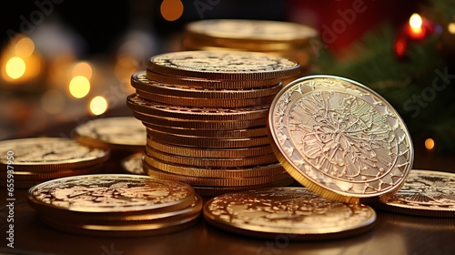 Chocolate gold money coins photo