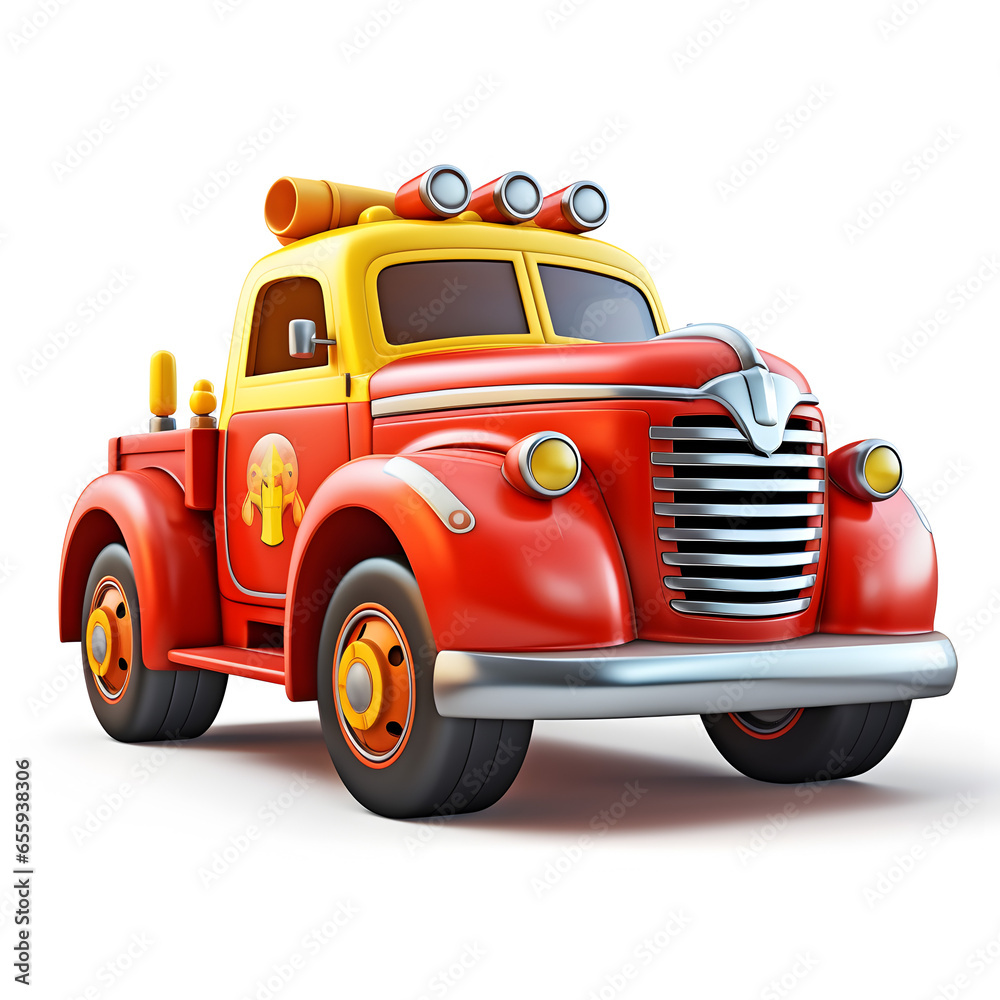 Cartoon 3d of fire fighter car isolated on white 