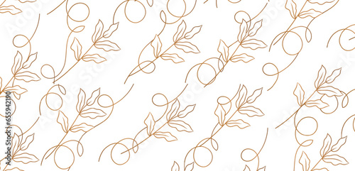 Seamless pattern with gold branches. Modern wallpaper, banner, wedding invitation, textile print design template background.