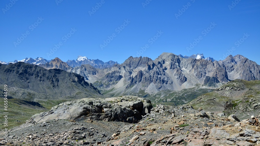 landscapes and view of the Ecrins National Park, from the Fontcouverte area, France