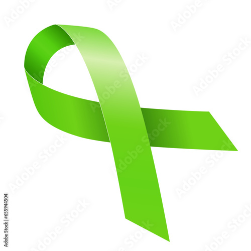 Mental Health Day. Organ Donation Month. Green ribbon. Vector illustration.