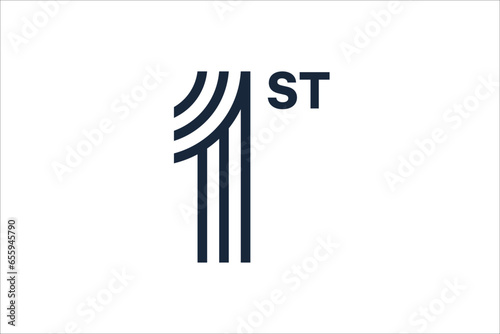 1st or first. minimalist, clean, MONOLINE strong company logo
