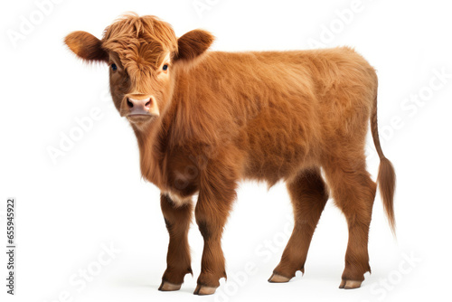 Calf of Highland Cattle on white background