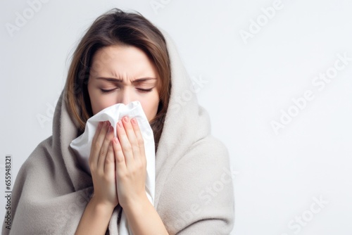 young adult woman. winter flu concept
