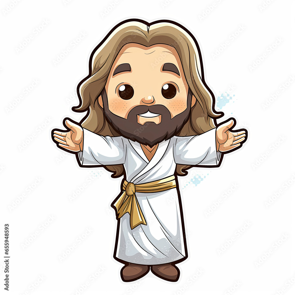 Fototapeta premium Catholic Jesus shaped clipart white background