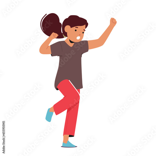 Child Girl Character Displaying Hyperactivity, Common Autism Symptom, Exhibits Heightened Energy Levels