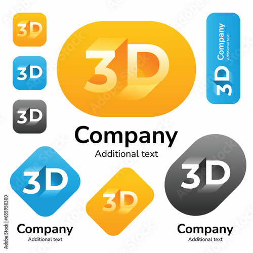 3D Printing Companies Logo and Icons Set