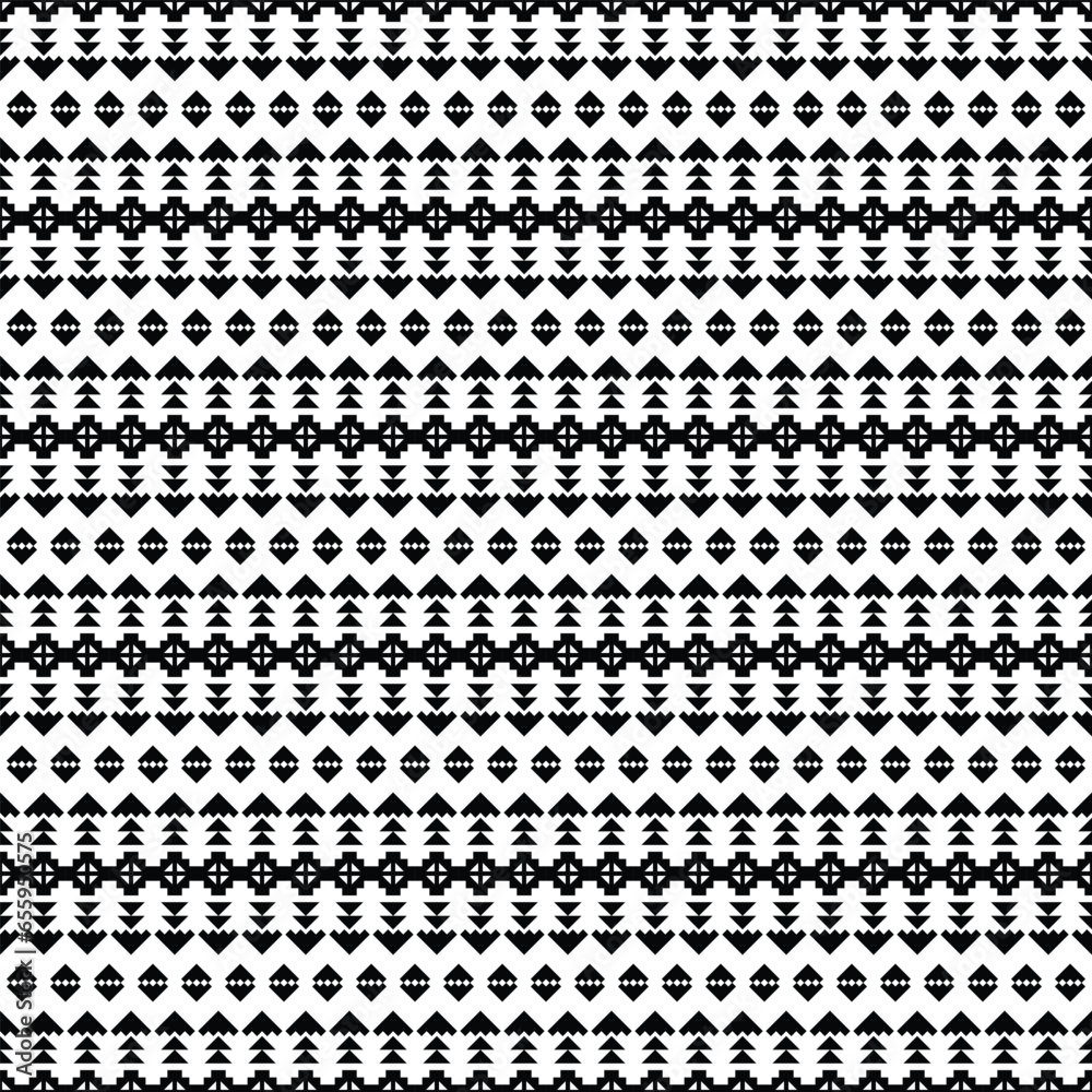 Geometric seamless stripe pattern. Tribal with contemporary style. Ethnic oriental. Monochrome decor. Design for weaving and printing fabric.